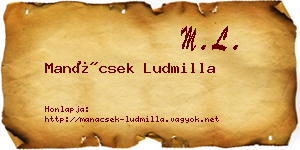 Manácsek Ludmilla névjegykártya